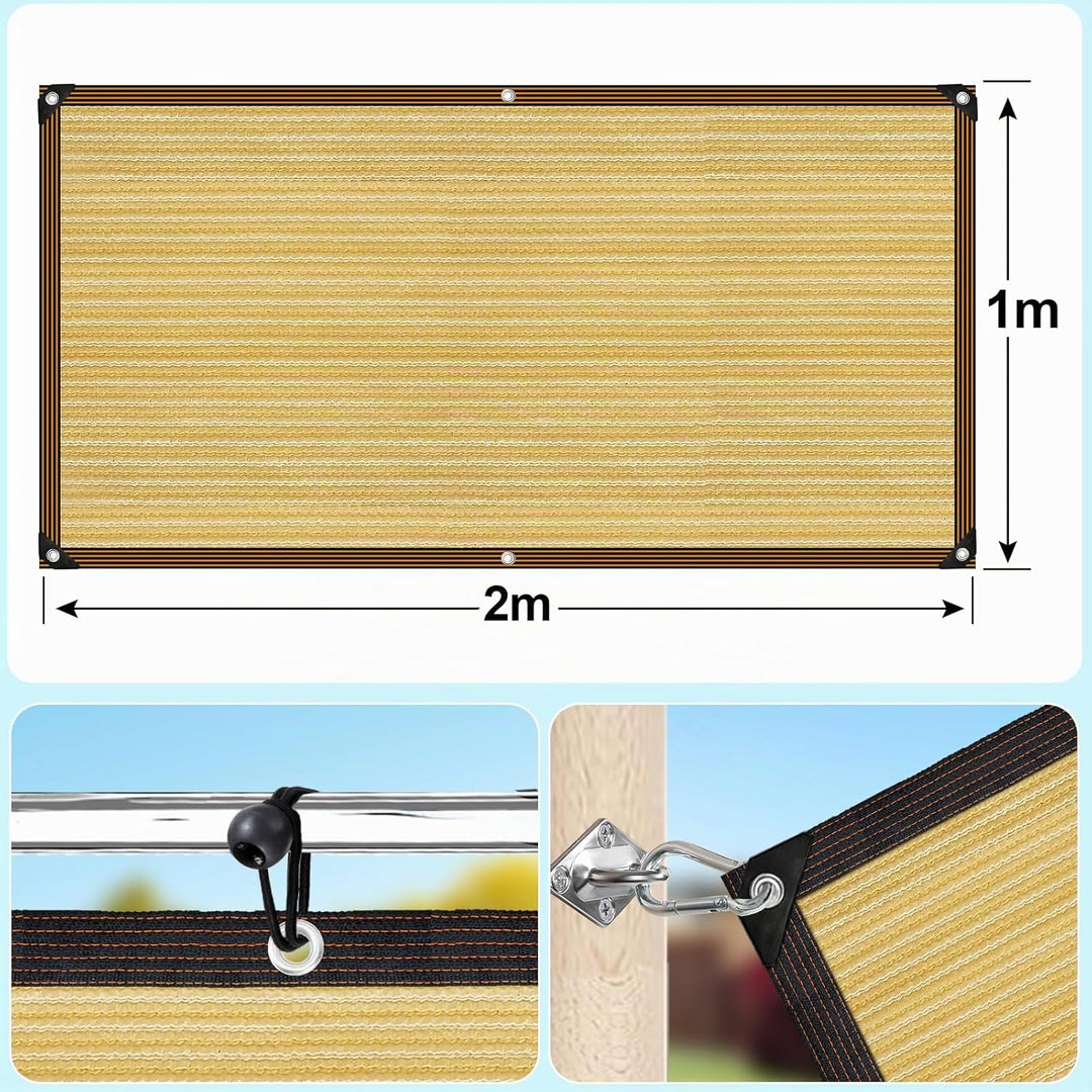 Schattennetz-90% schattiernetz mit ösen, 1x2m Schattierungsnetz geeignet für Pergolen,Garten,Pflanze
