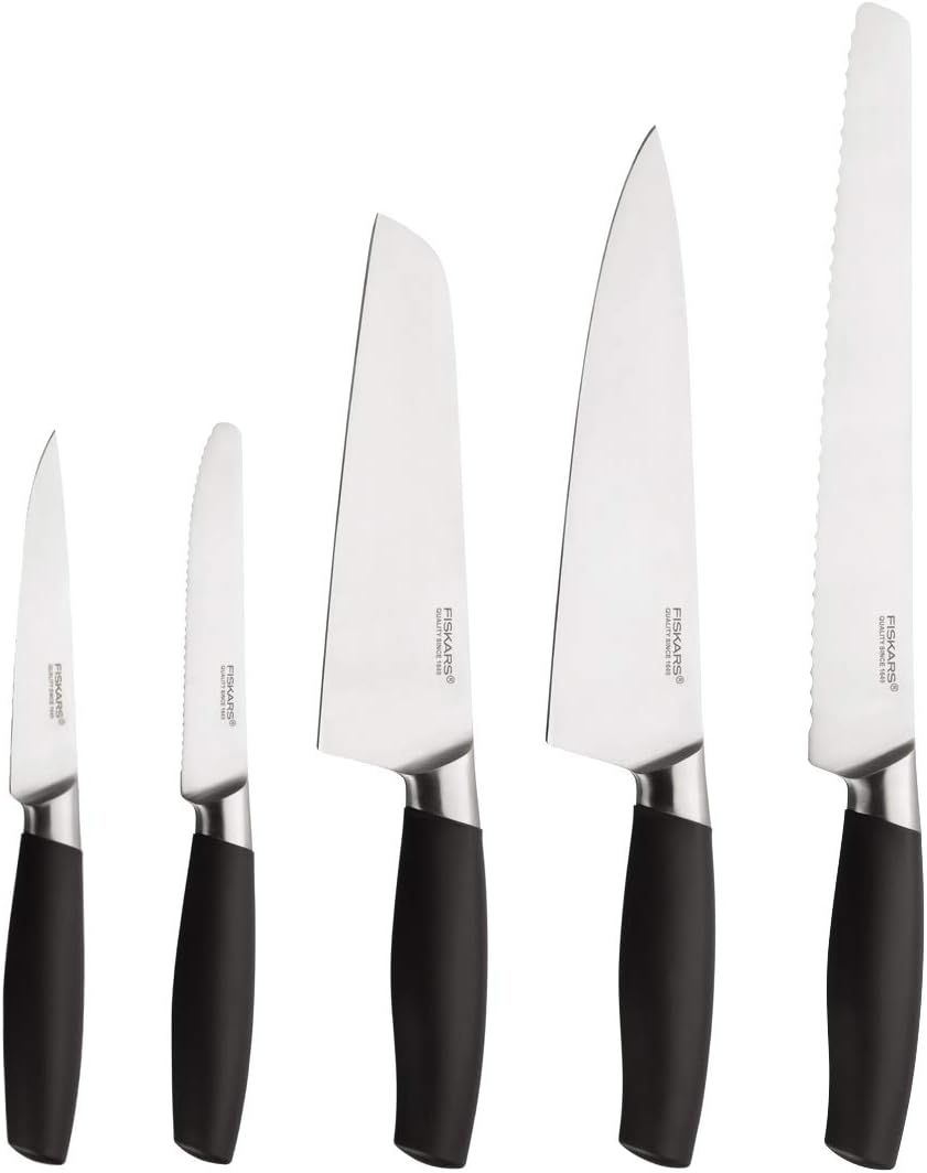 Fiskars Design-Messerblock mit 5 Messern, Breite: 14,5 cm, Höhe: 36 cm, Birkenholz, Functional Form+