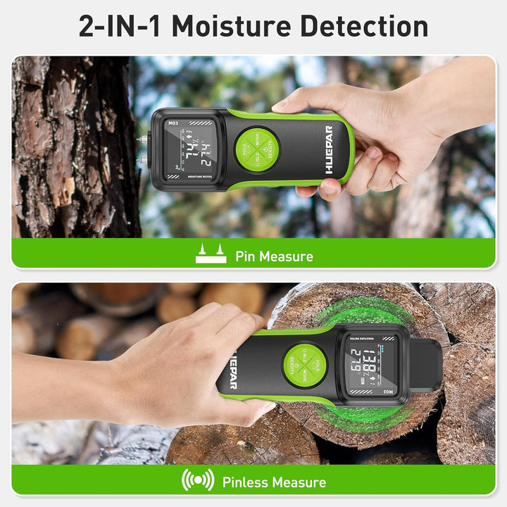 Feuchtigkeitsmessgerät, Huepar Pin &amp; Pinless Feuchtigkeitsmesser Detector für Holz oder Baustoff, Fe