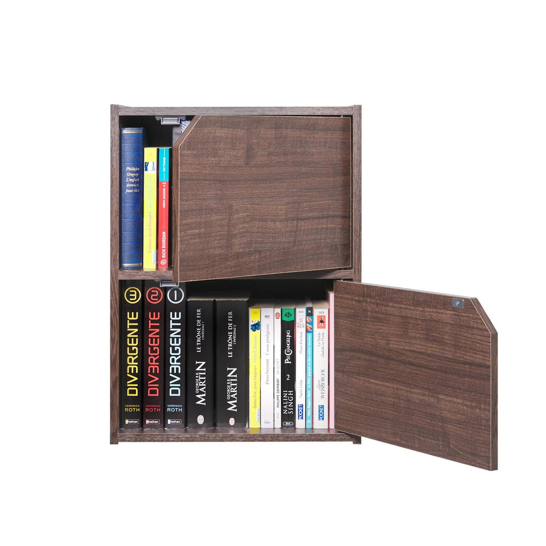 Iris Ohyama, Bücherregal, Möbel mit 2 Türen und 2 Regalen, Einfache Montage, Design, Modular, Büro,