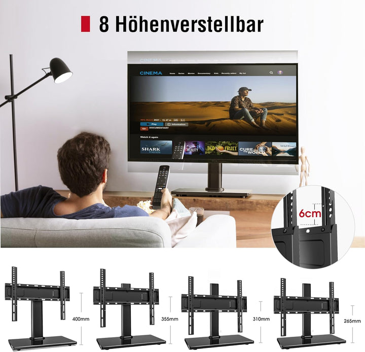 AOKCOS TV Standfuss TV Ständer Neigbar Schwenkbar Höhenverstellbar für 32-55 Zoll Fernseher, Univers