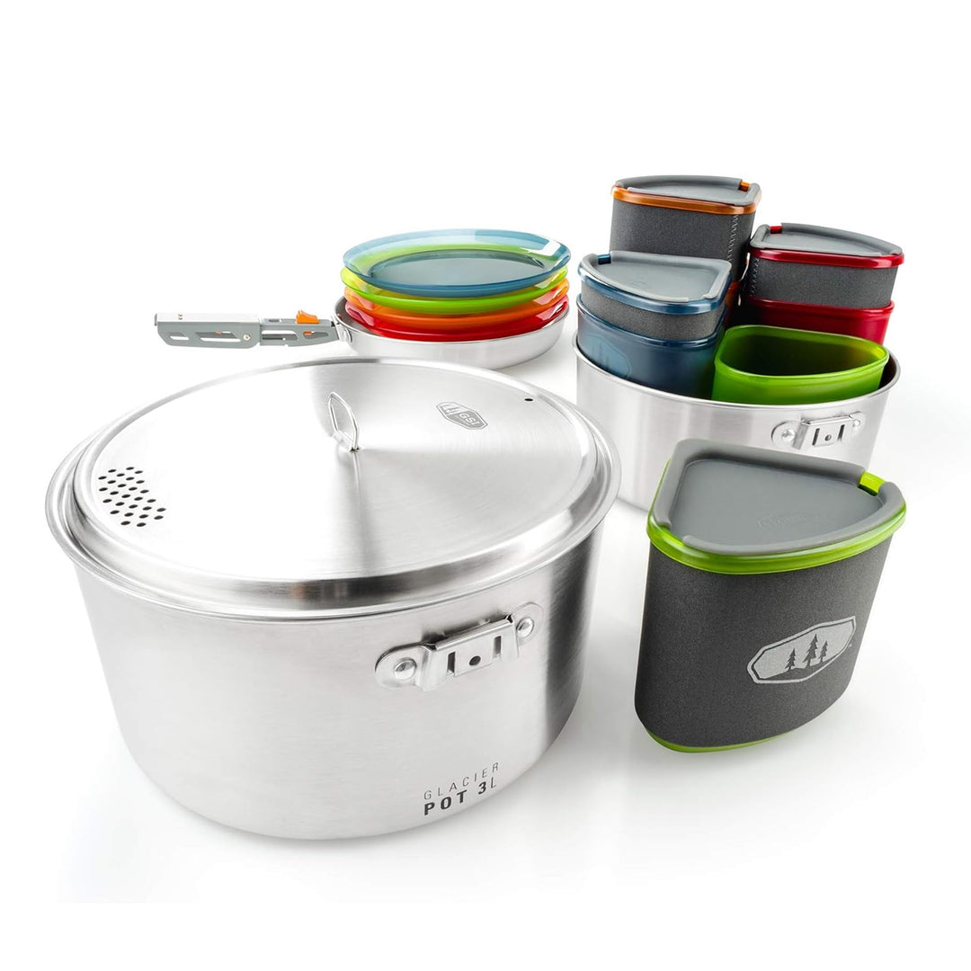 GSI Outdoors Glacier Edelstahl Camper 4 Personen Packable Kochgeschirr & Geschirr Set für Camping od