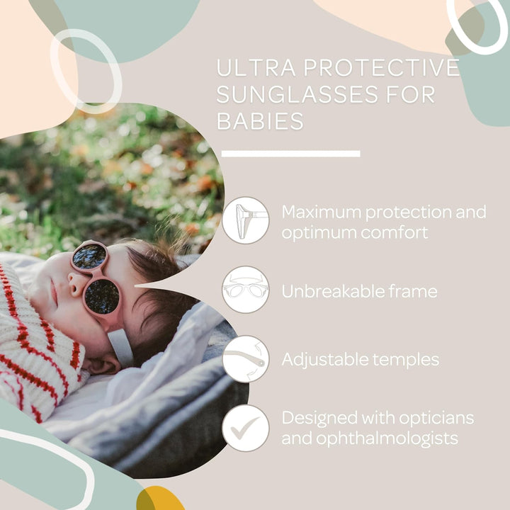 BÉABA, Sonnenbrille für Babys von 0 bis 9 Monaten, 100% UV-Schutz – KAT. 4, Seitenschutz, optimaler