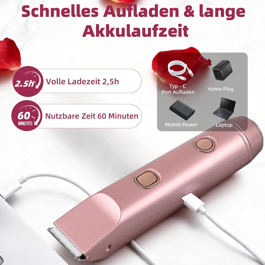 Carehabi 2 in 1 Intimrasierer für Frauen & Damen Rasierer Elektrisch - Schmerzfreier Bikini Trimmer,