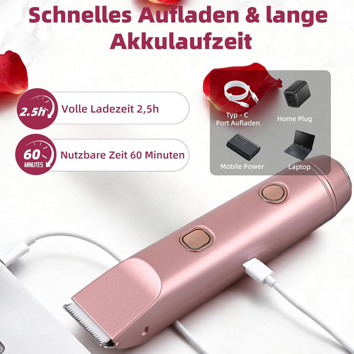 Carehabi 2 in 1 Intimrasierer für Frauen & Damen Rasierer Elektrisch - Schmerzfreier Bikini Trimmer,