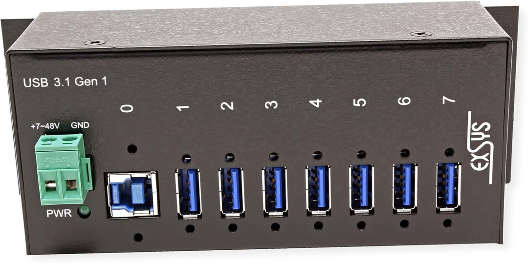 EXSYS EX-1187HMVS 4 Port USB 3.0 HUB Din-Rail-Kit 15KV ESD Surge Protection schwarz