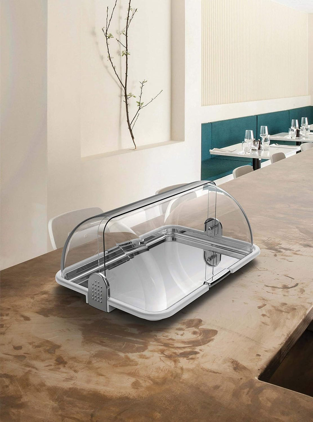BIESSE CASA Classica Mehrzweck-Brotkasten, Kunststoff, Silberfarben/Weiss, 1 cm 46.5 x 31.5 x 19.5 c