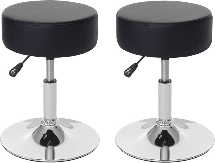Mendler 2er-Set Hocker HWC-C22, Sitzhocker Schminkhocker, höhenverstellbar Ø 35cm - Kunstleder, schw