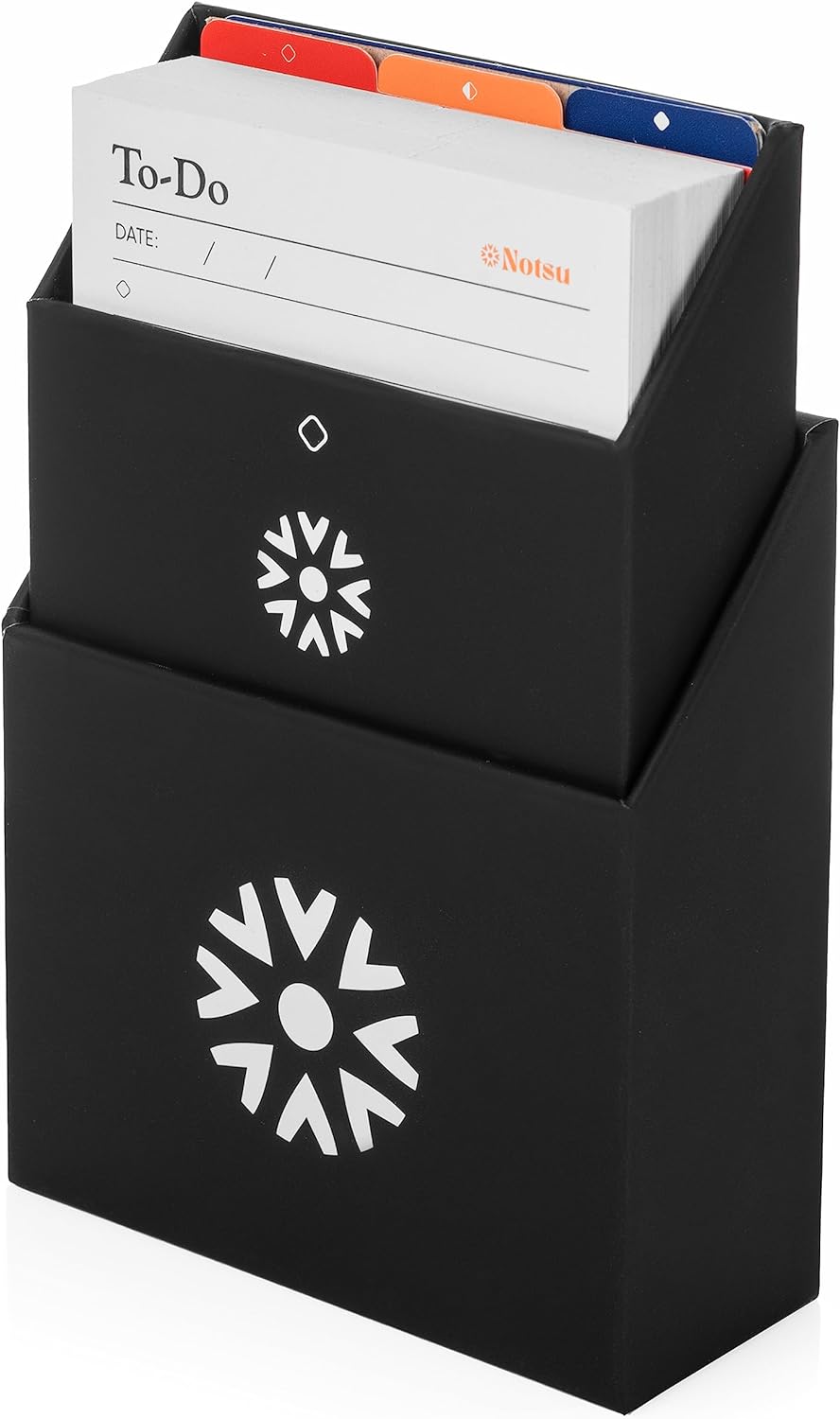 Notsu Centre Rise To-Do-Liste Kartenplaner Box Ständer Set | 50 faltbare To-Do vertikale Notizkarten