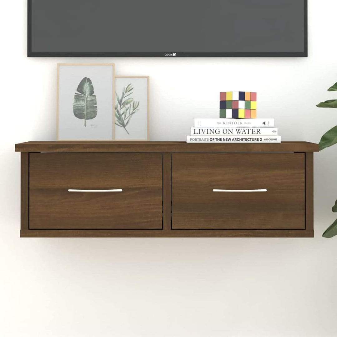 Tidyard Wandschrank Hängeschrank Wandregal mit Schublade Wandschublade Holzwerkstoff Braun Eichen-Op