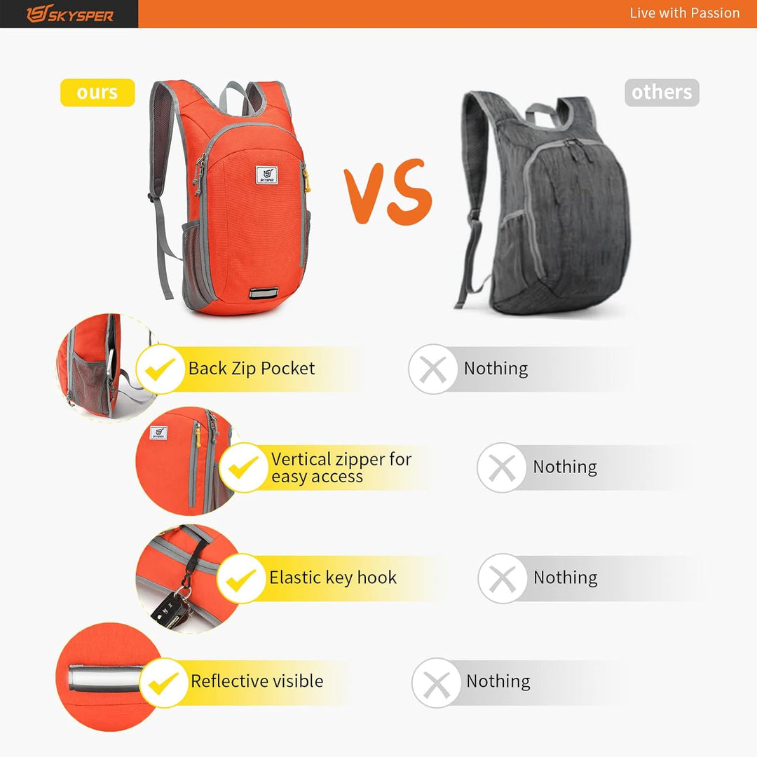 SKYSPER 10L Faltbarer Rucksack Ultraleicht Tagesrucksack Wasserfest Daypack Reiserucksack Wanderruck