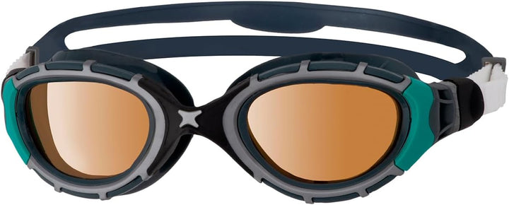 Zoggs Unisex Predator Flex Schwimmbrille (1 Stück) S Schwarz/Grün/Polarisiertes Kupfer, S Schwarz/Gr