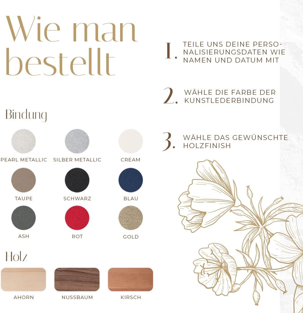 Hochzeitideal – Personalisierbares Gästebuch Hochzeit Patti E10 mit 40 Seiten I Hochzeit Gästebuch a
