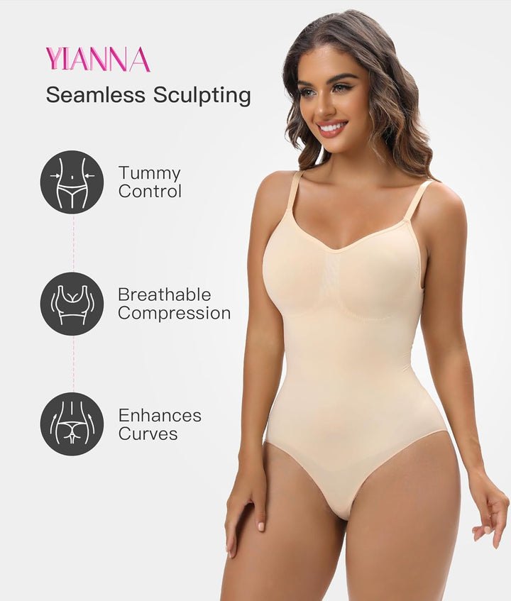 YIANNA Shapewear Damen Bauchweg Body Shaper String Formender Bodysuit Shaping Miederbody Mieder mit