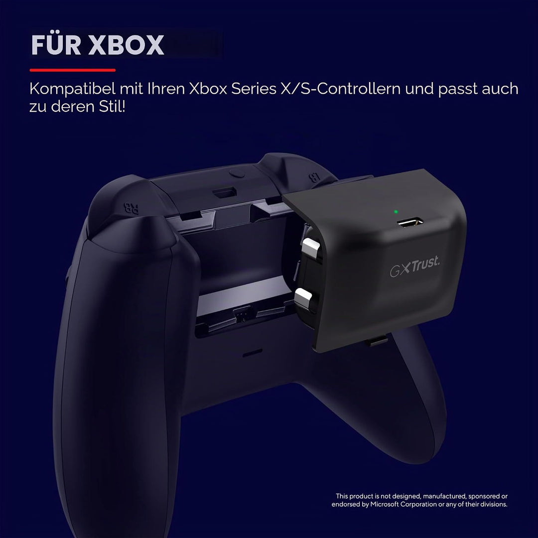 Trust Gaming GXT 246 Avado Xbox Controller Akku für Xbox Series X/S Konsole, Wiederaufladbarer Akku