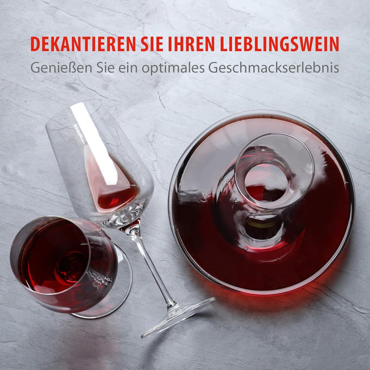 Alpina Premium Dekanter aus Glas – Wein Karaffe 1,78 L im schwungvollen Design | 20 x 24cm mit anges