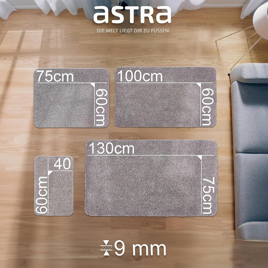 Schmutzfangmatte innen waschbar 2er Set 40x60 cm – Sauberlaufmatte grau 100% Baumwolle Türmatte - En