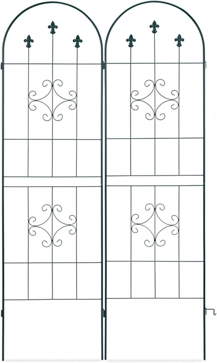 Relaxdays Rankgitter 2er Set, Metall, 180 x 50 cm, Vintage Rankhilfe Garten, Rundbogen & Spitze, zum