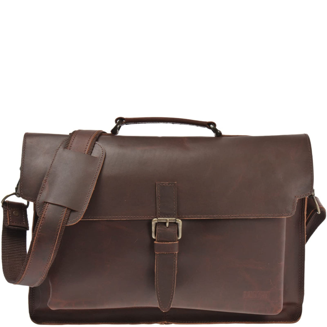 LECONI Collegetasche Echt-Leder Retro Damen + Herren Messenger Bag Unisex DIN A4 Aktentasche Schulta