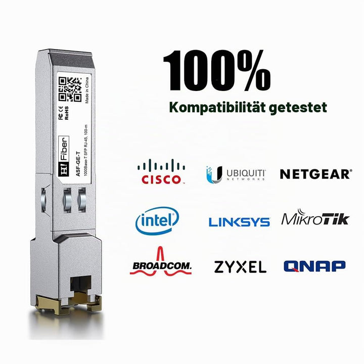 H!Fiber Gigabit SFP Kupfer RJ45 Modul, 1000base-T Transceiver für Cisco GLC-T/SFP-GE-T, Meraki MA-SF