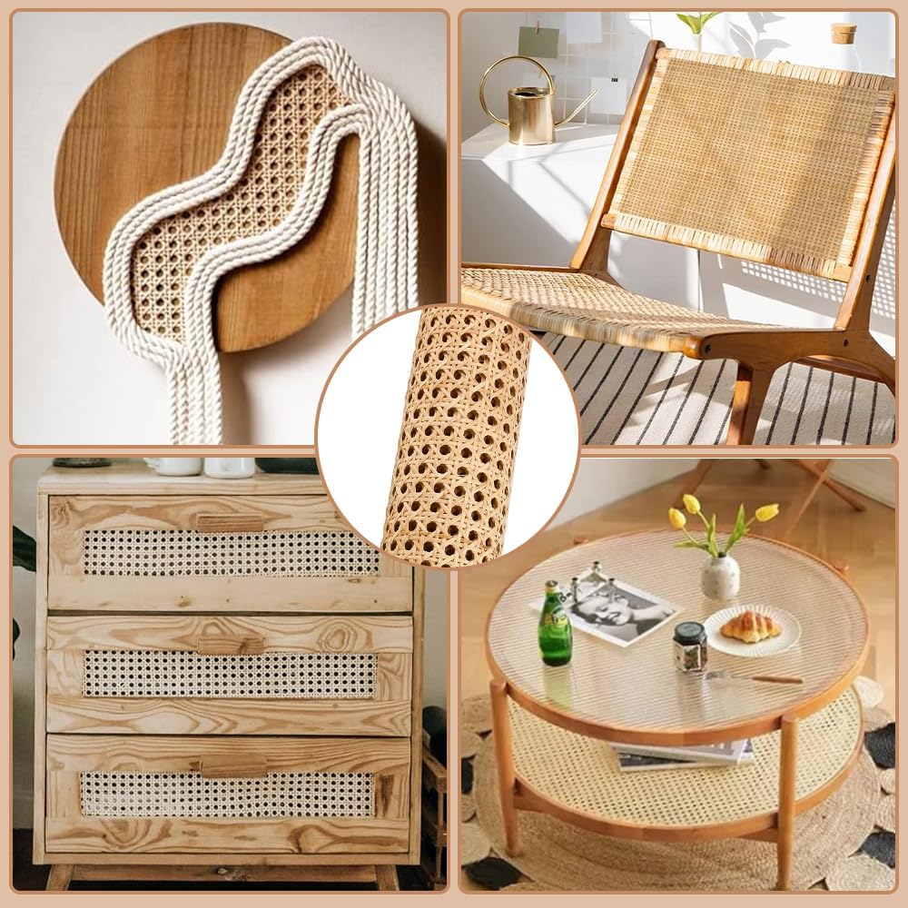 Rattan-Gurtband 40 x 100cm Cane Webbing Rattan Roll Natürliche Rattan Geweberolle Gewebtes Offenes R