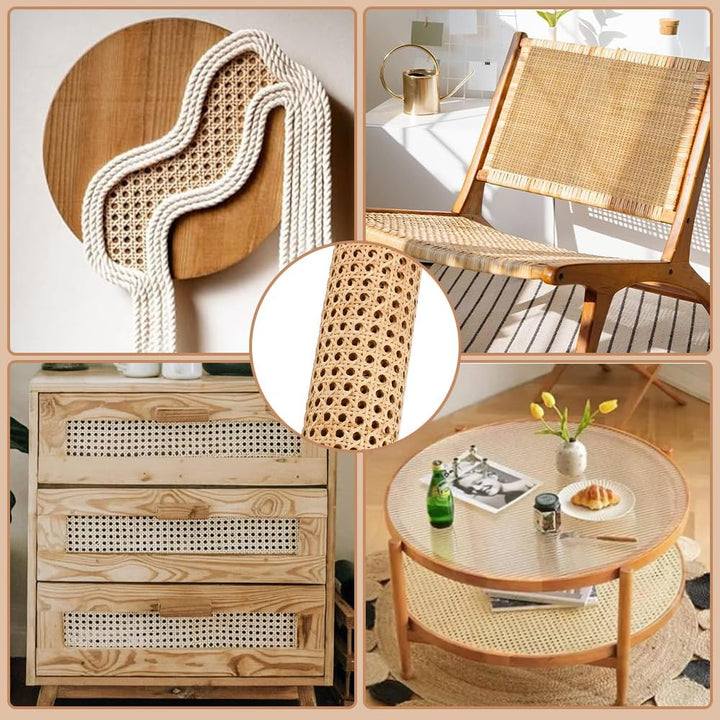 Rattan-Gurtband 40 x 100cm Cane Webbing Rattan Roll Natürliche Rattan Geweberolle Gewebtes Offenes R