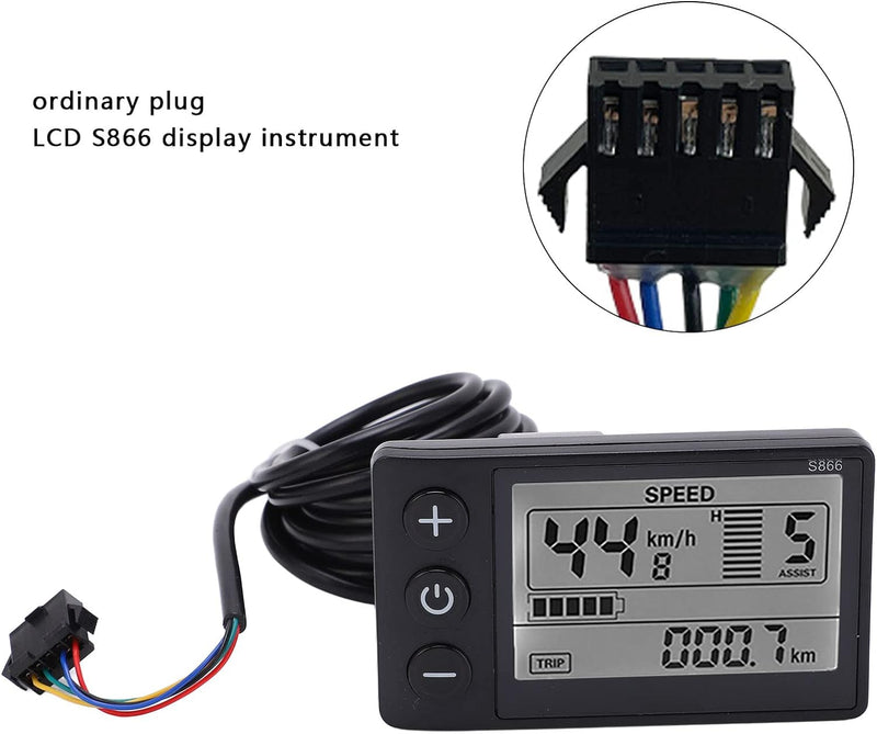 Bnineteenteam S866 Elektrofahrrad Display, Wasserdichtigkeit IP65, LCD Meter 24V/ 36V/ 48V Elektroro