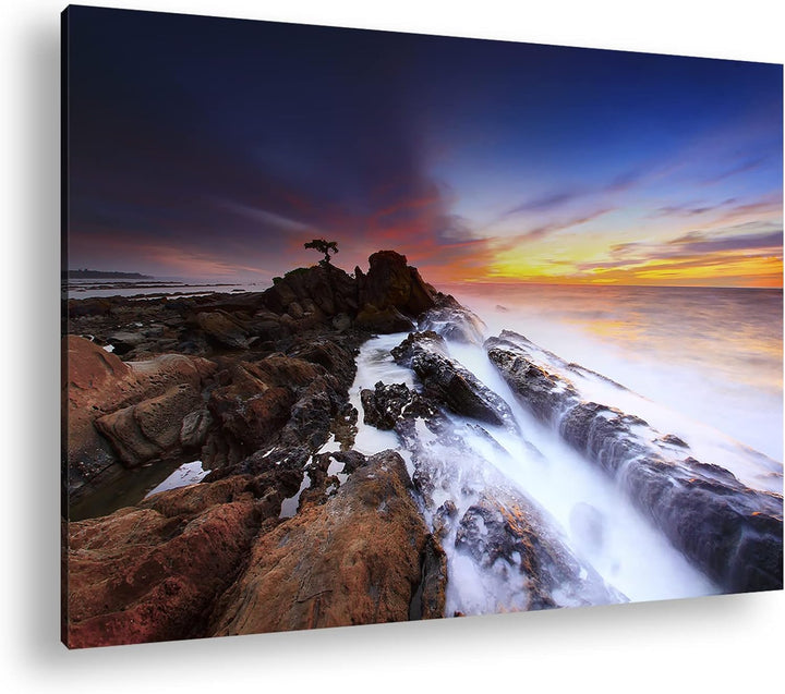 deyoli steinige Küstenlandschaft Format: 80x60 als Leinwand, Motiv fertig gerahmt auf Echtholzrahmen