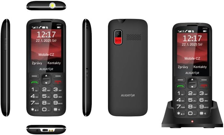 ALIGATOR AZA930B Senioren-Grosstasten 4G/LTE Handy mit SOS-Knopf und SOS Locator. Anwendung „Rettung