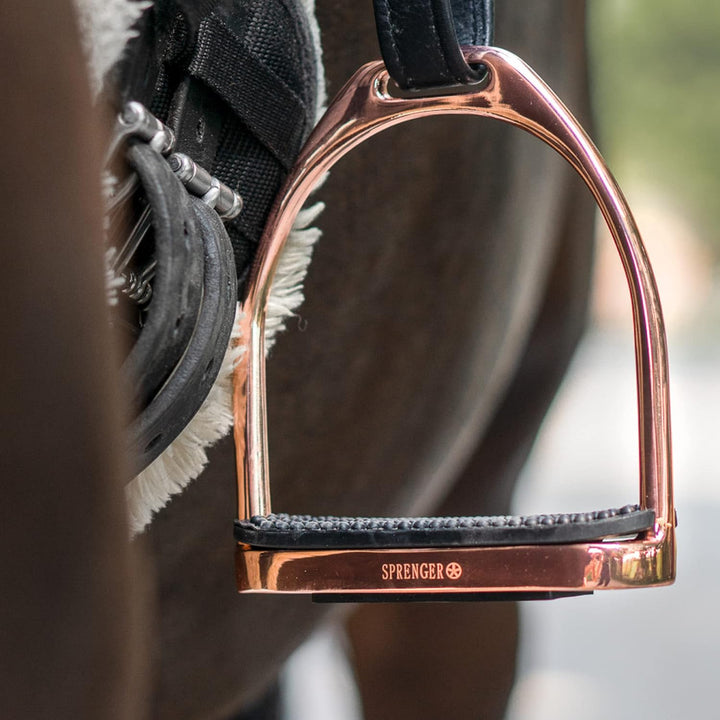 SPRENGER Fillis Steigbügel, 120 mm Trittweite I Bügel mit Farbiger Einlage, rostfreies Edelstahl, 2