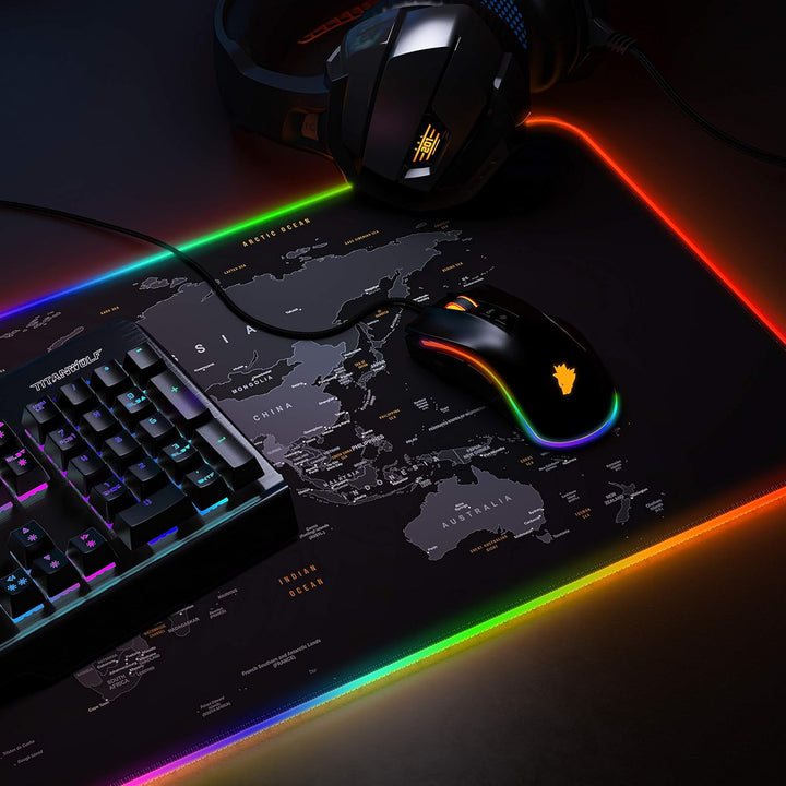 Titanwolf - RGB Gaming Mauspad - 800x300 mm - XXL Mousepad - LED Multi Color - 7 LED Farben Plus 4 E