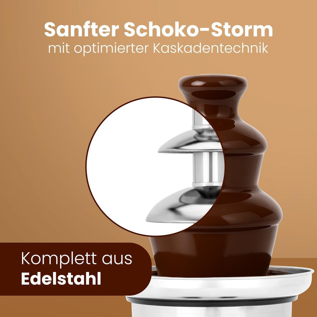 Clatronic SKB 3248 Schokoladenbrunnen, Edelstahlturm, für Früchte oder Gebäck, Edelstahlgehäuse, Tie