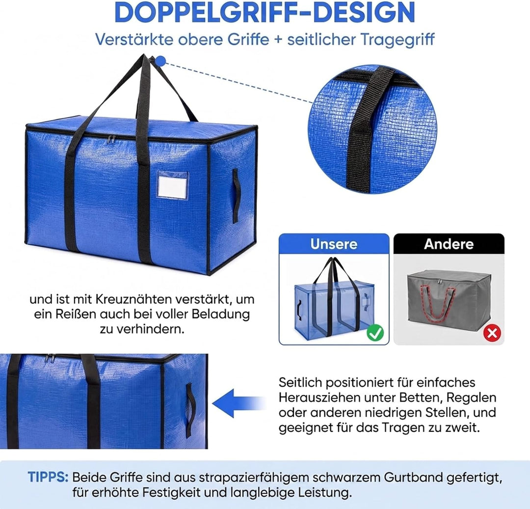 NEVERLAND Aufbewahrungstasche 4er 95L 69 x 36 x 38 cm blau Umzugskarton