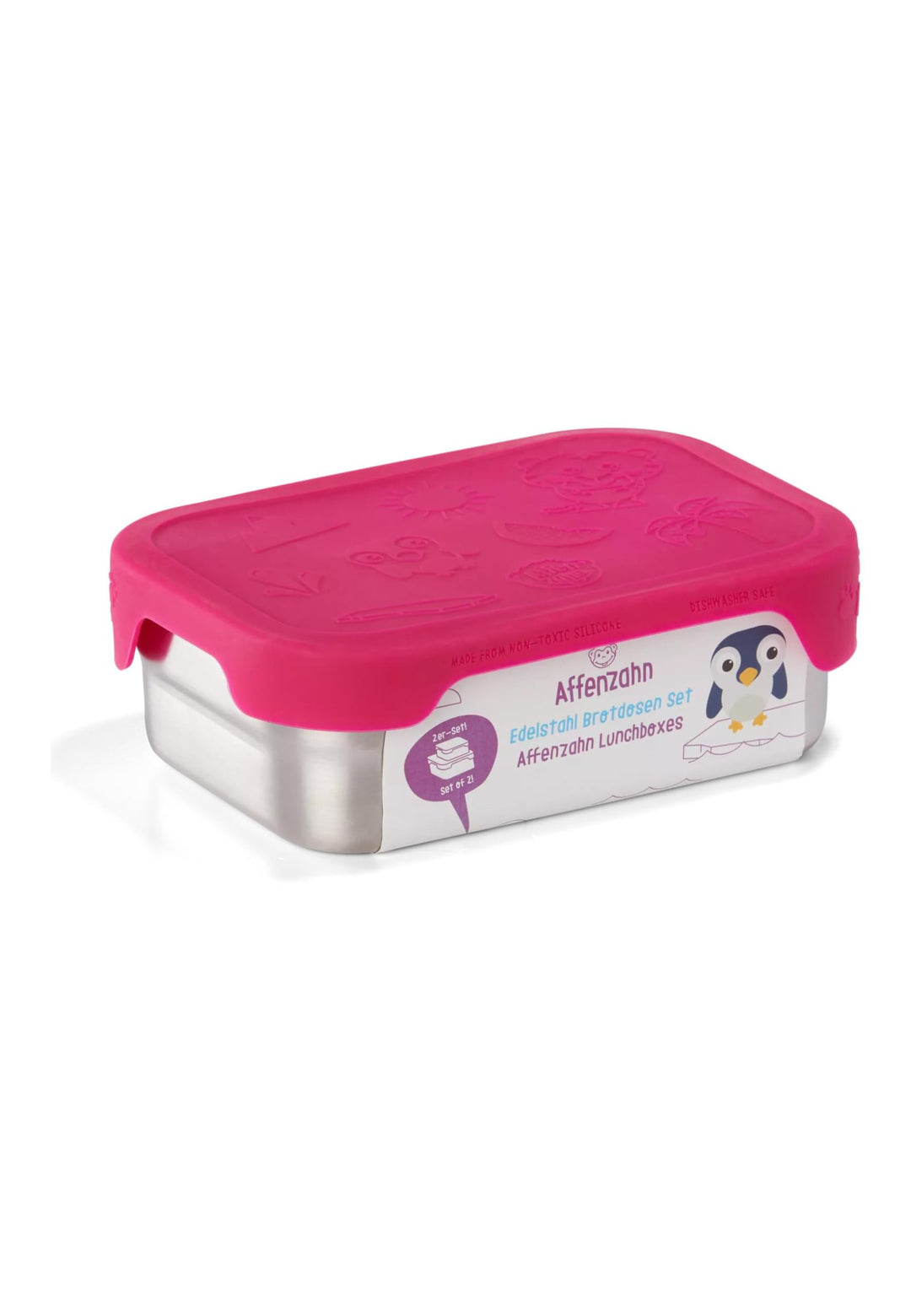 Affenzahn Edelstahl Brotdose inkl. Snack-Box Silikon-Deckel BPA-frei Spülmaschinenfest Eule - Türkis