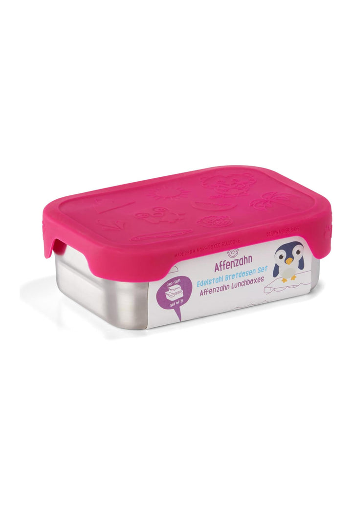 Affenzahn Edelstahl Brotdose inkl. Snack-Box Silikon-Deckel BPA-frei Spülmaschinenfest Eule - Türkis
