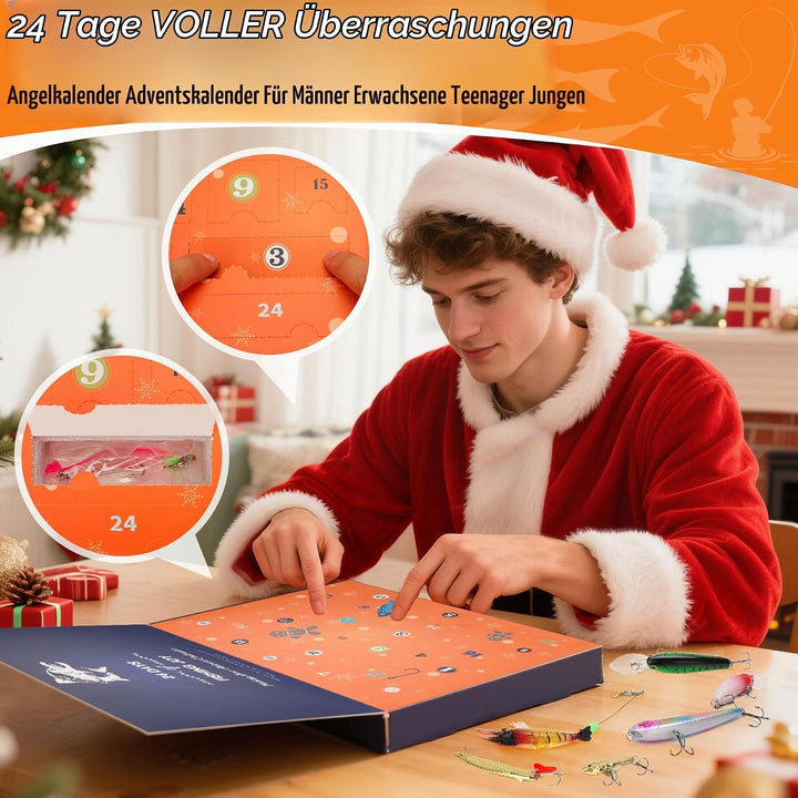 Angeln Adventskalender 2025 Männer Teenager Junge, 24 Tage Premiumköder, Adventskalender Geschenk fü