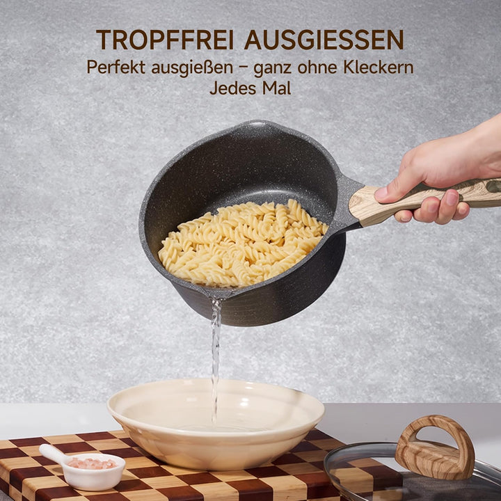 JEETEE Topfsets Pfannenset 23-Teilig, Antihaft-Granit Topf und Pfannenset mit Glasdeckeln, Topfset I