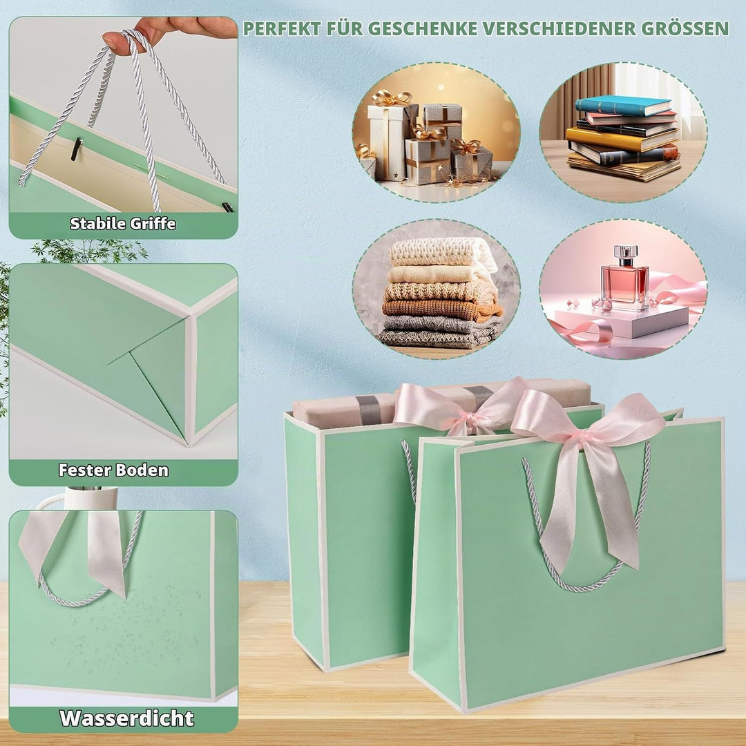 Geschenktüte mit Schleife,Geschenktüte Weiss,Geschenktaschen für Geburtstag, Hochzeit, Festivalfeier