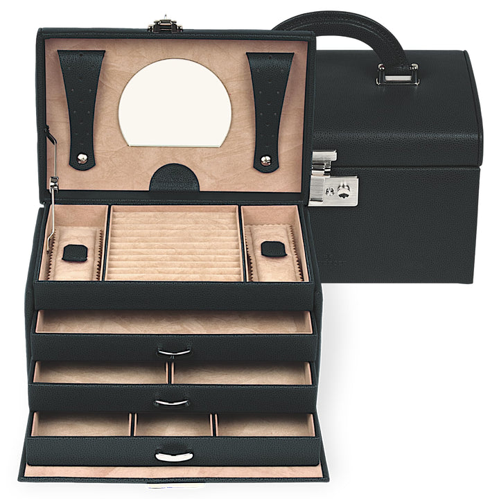 WINDROSE Beluga Schmuckkoffer 24,5 cm Leder Schwarz, Schwarz