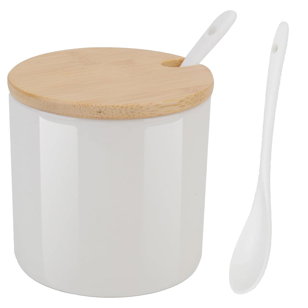 Yhuasia 230 ml Céramique Sucrier Rond Seasoning, pot gros sel, pot a epices, boîte avec Cuillère et