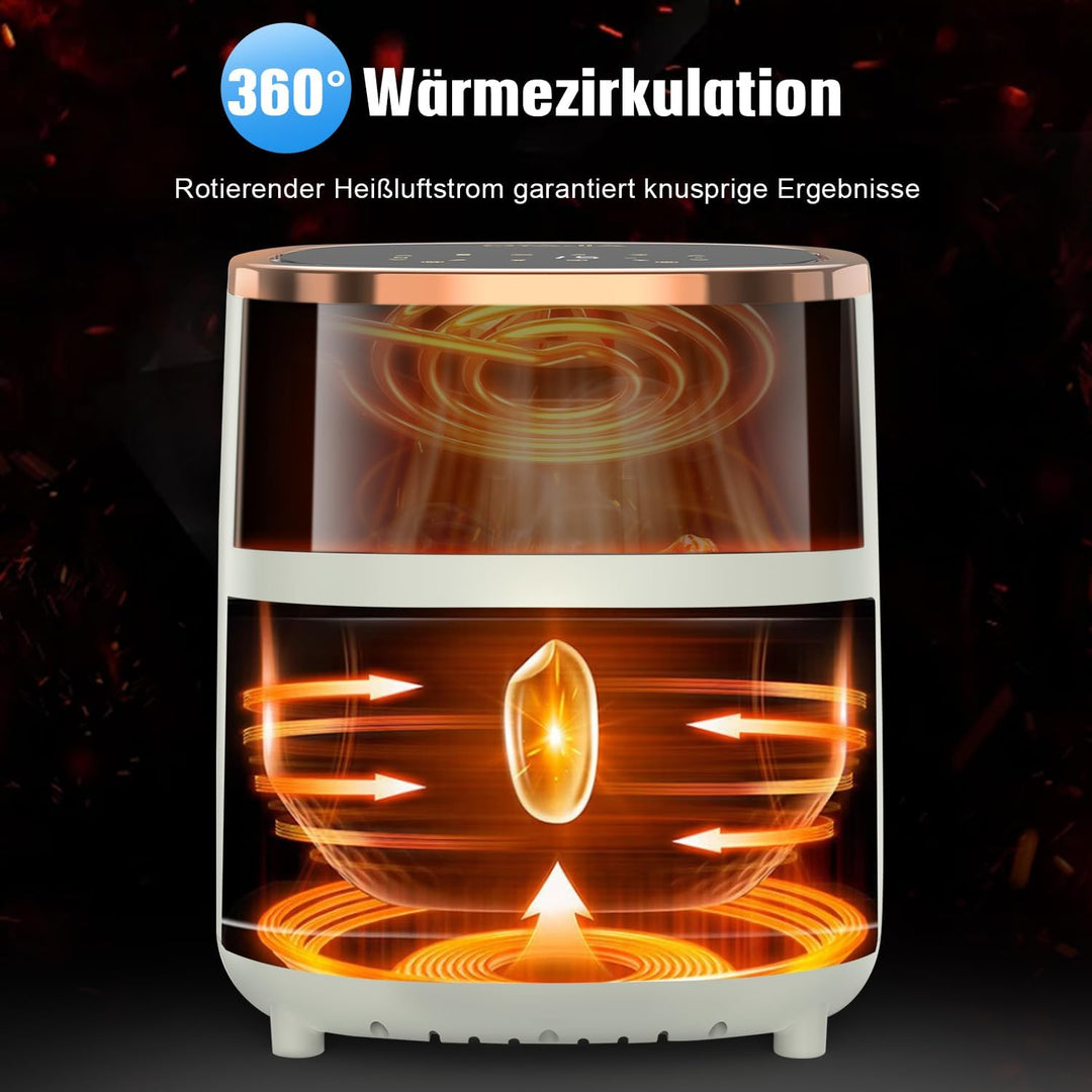 5L Heissluftfritteuse mit Sichtfenster, Fritteuse ohne Öl, Digitales Bedienfeld, 8 Automatikprogramm
