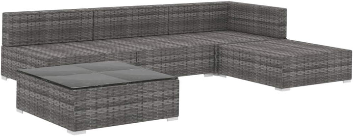 Festnight 5-TLG. Garten Lounge Set mit Auflagen Gartensofa Set Gartenmöbel-Set mit Sofa, Hocker und