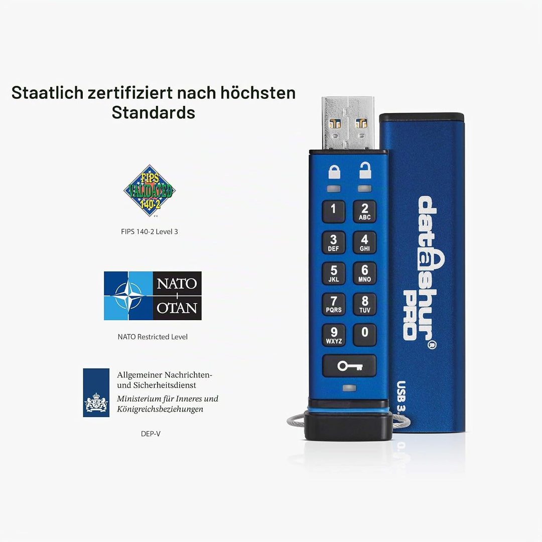iStorage datAshur PRO 8 GB - Verschlüsselter USB-Speicherstick - Zertifiziert nach FIPS 140-2 Level