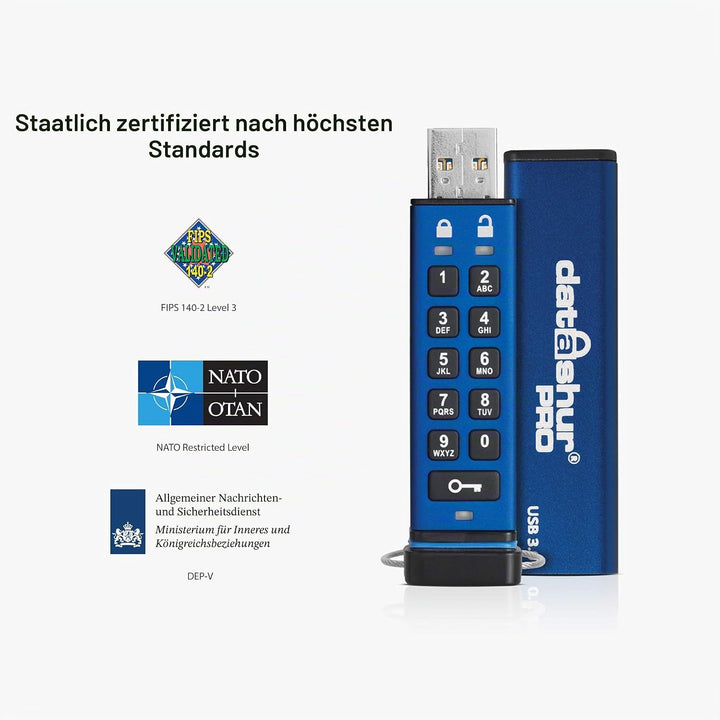 iStorage datAshur PRO 8 GB - Verschlüsselter USB-Speicherstick - Zertifiziert nach FIPS 140-2 Level