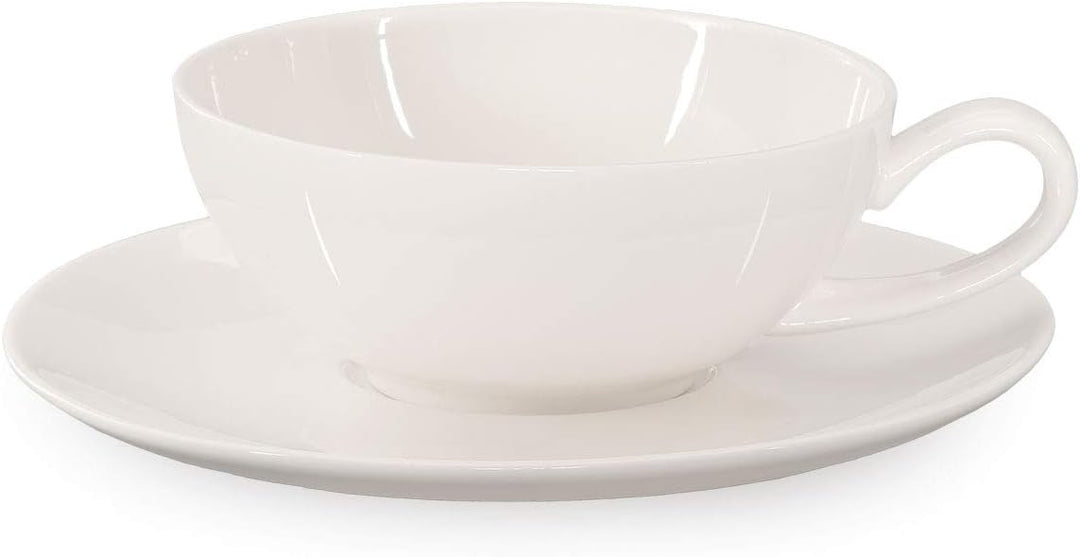 Tea for One mit Sieb Lena 500ml aus Crystal Bone China Porzellan in weiss. Teekanne + Teetasse + Unt