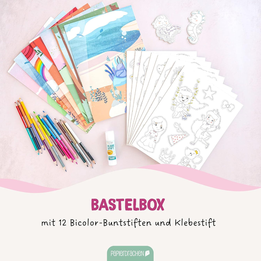Papierdrachen Bastelbox Märchen & Traumwelten – Komplett-Set -inkl. Stanzbögen u. Hintergründen – 12