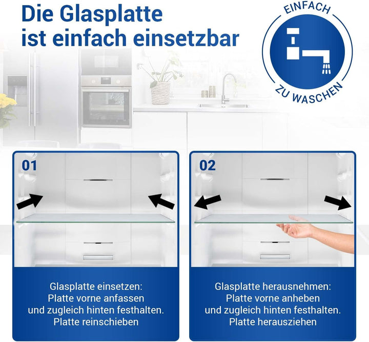 VIOKS Kühlschrank Glas 476x195mm Ersatz für Zanussi 224906410/2 & Electrolux Gemüsefach Einlage, Gla