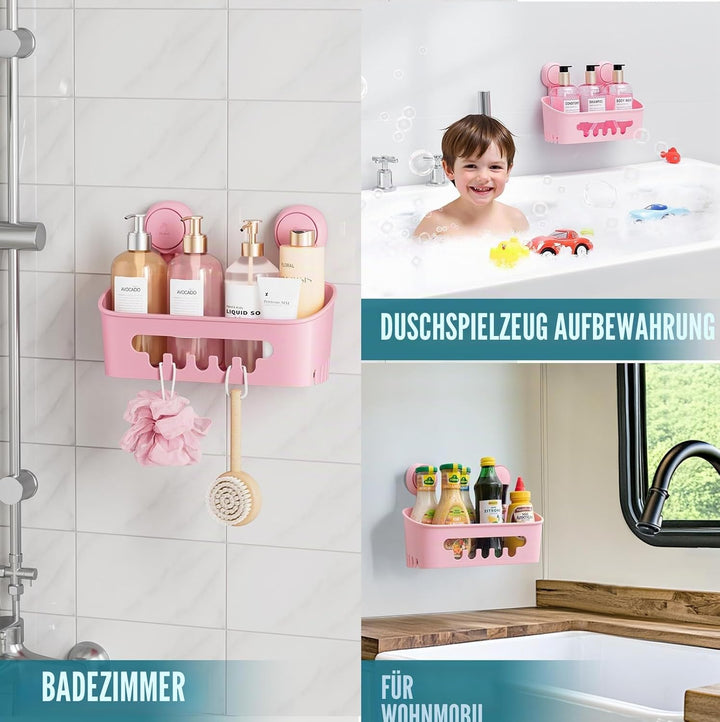 TAILI Vakuum-Duschablage mit Saugnapf, ohne Bohren, robuste Saugnäpfe, abnehmbare Badezimmer-Duschau