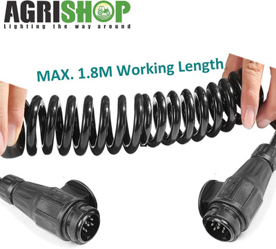 AGRISHOP Anhänger Verlängerungskabel Adapter13-Polig auf 13 Polig,1.8M Spiralkabel Anhänger 8 polig