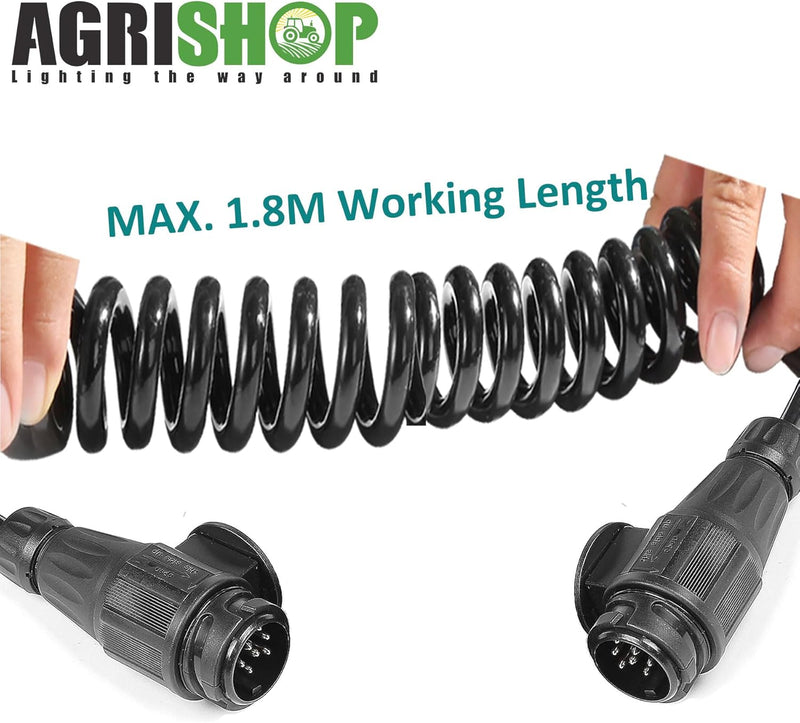 AGRISHOP Anhänger Verlängerungskabel Adapter13-Polig auf 13 Polig,1.8M Spiralkabel Anhänger 8 polig